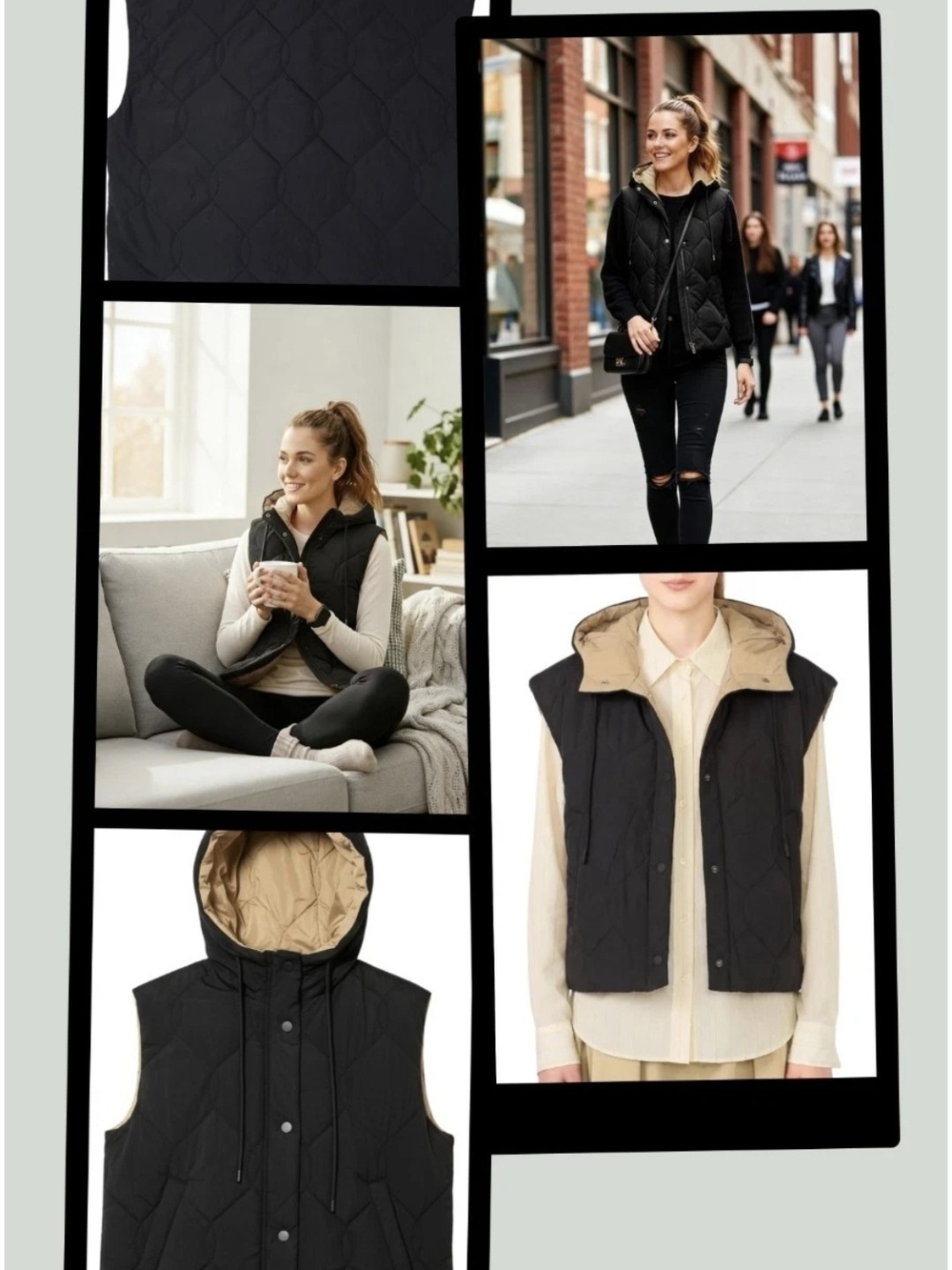 NWT! OctMoon Women’s Lightweight Quilted Vest. Casual Warm Vest Hoodie. One Size
